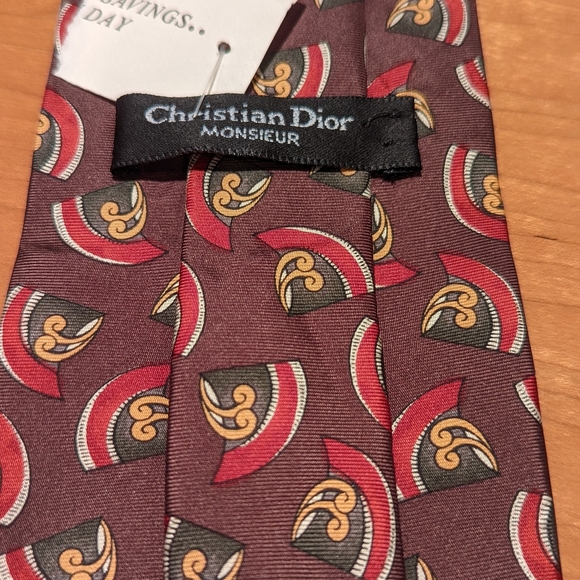 Vintage Christian Dior Monsieur brown tie with abstract pattern. - Picture 2 of 2